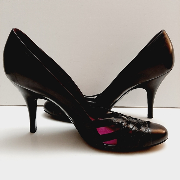 SERGIO ROSSI Italy Elegant Genuine Leather Black High Heel Shoes Sz 7.5 Eur 37.5 - Picture 10 of 14